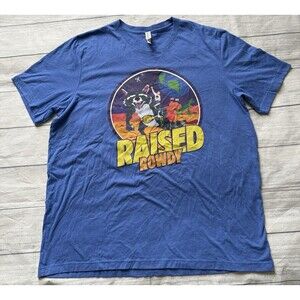 Raised Rowdy Podcast Graphic T Shirt Redneck Space Cowboy Size 2XL Blue